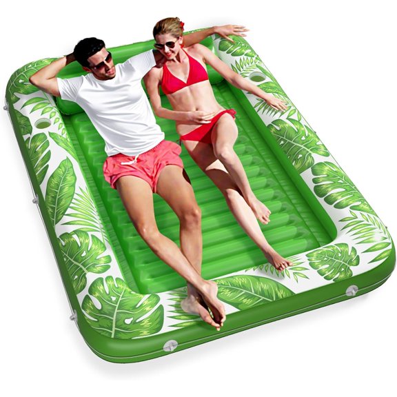 Inflatable Tanning Pool Lounger Float - 4 in 1 Sun Tan Tub Sunbathing Pool Lounge Raft Floatie Water Filled Tanning Bed Mat Pad for Adult Blow Up Pool