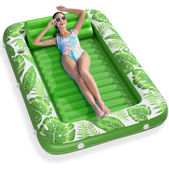 Inflatable Tanning Pool Lounger Float - 4 in 1 Sun Tan Tub Sunbathing Pool Lounge Raft Floatie Water Filled Tanning Bed Mat Pad for Adult Blow Up Pool