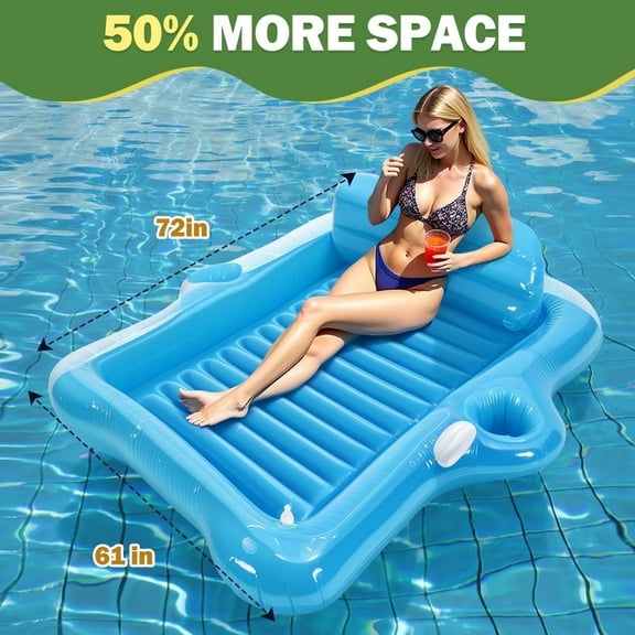 Andizun Inflatable Tanning Pool Lounger Float, 72*61’’Large Size Pool Floats Adult with Automatic Spray Cooling, 5 in 1 Suntan Tub Raft Floatie, Sunbathing Bed Lounge for Pool Party Yard Tanning