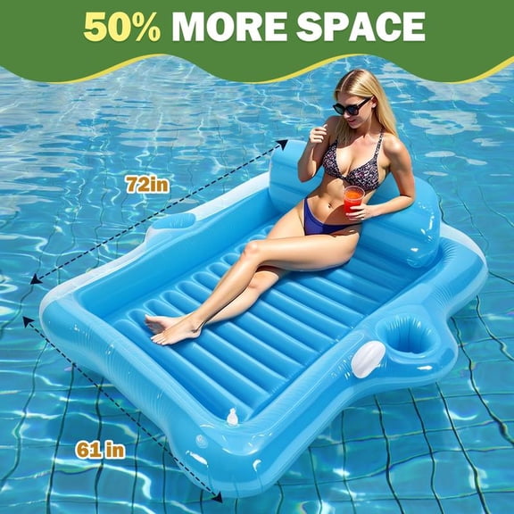 Inflatable Tanning Pool Lounger Float, 72*61’’/80*67’’Large Size Pool Floats Adult with Automatic Spray Cooling, 5 in 1 Suntan Tub Raft Floatie