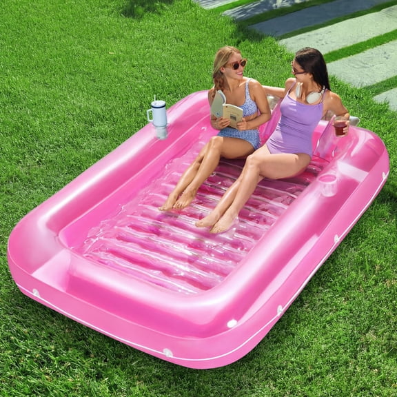 Inflatable Tanning Pool Lounger Float,85" x 57" Extra Large Pool Floats Adult with Pillow,  4 in 1 Suntan Tub Raft Floatie,Suntan Tub Raft Floatie for Backyard Summer Water Party Extra-Large