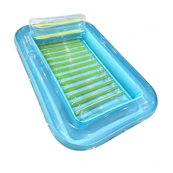 Inflatable Tanning Pool Lounger Float, X-Large Pool Mattress Floats Adult Size w/ Headrest & Cup Holder, Raft Lounge Floatie, Sun Tan Tub for Outdoor Swimming Pool Party, Summertime Beach, A