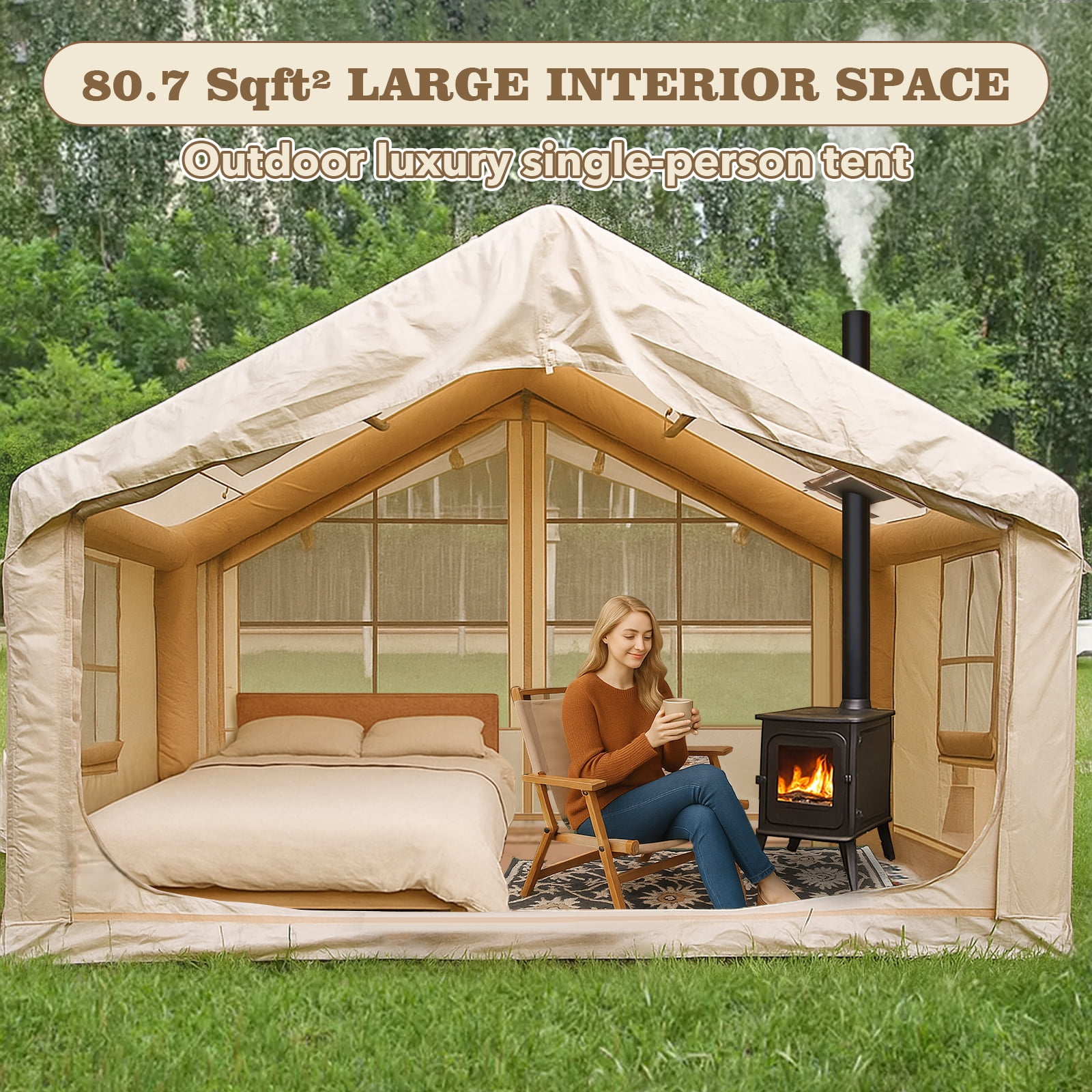 エアテント Inflatable Tent 6-8 People Inflatable Tent for Camping , Easy Setup Blow Up