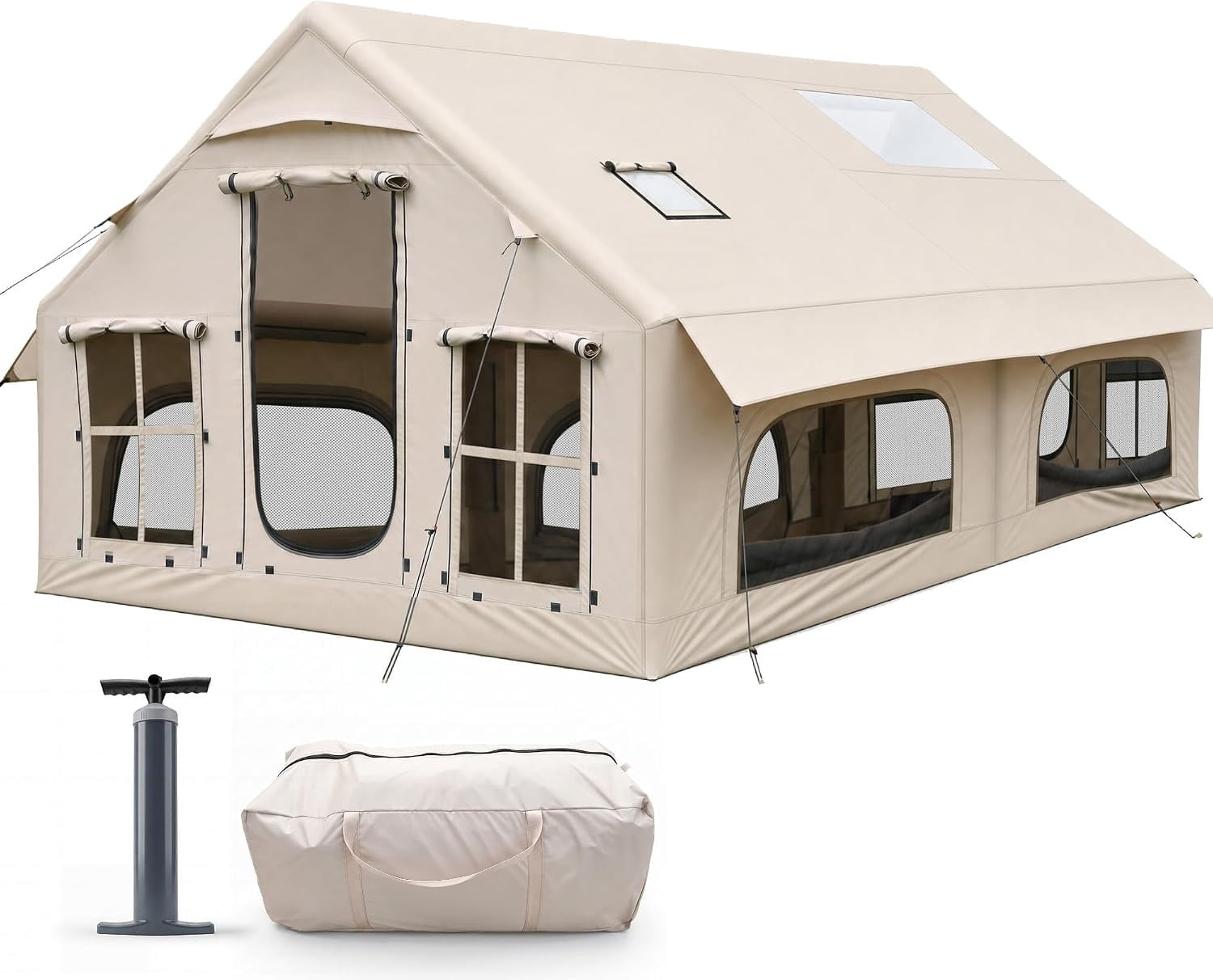 Inflatable Tent for Camping 8-12 Person, 4 Season Family Glamping Tent ...