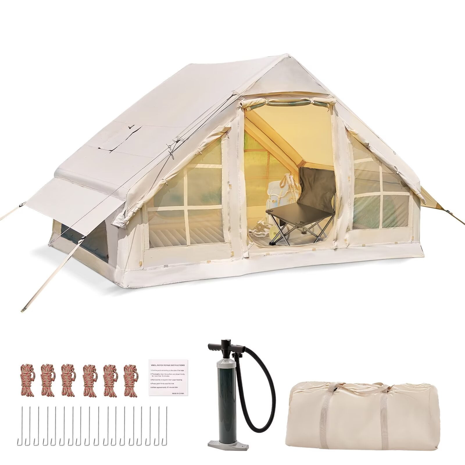 MOPHOTO Inflatable Bell Tents for Camping, Blow Up Tent with Hand Pump, Easy Setup Inflatable