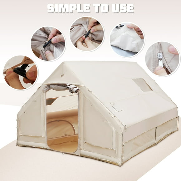 Inflatable Tent Quick Setup Blow Up Tents with Pump, Waterproof Oxford Inflatable House Air Glamping Tents for Camping Adult 6-8 Person