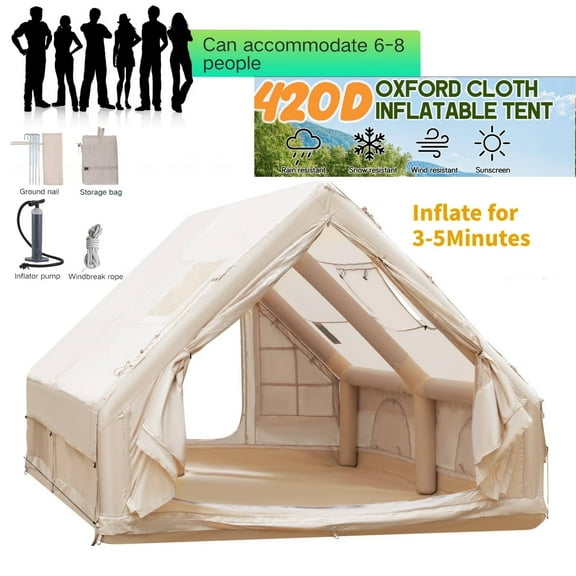 Hemoton Outdoor Inflatable Camping Tent Weatherproof Fabric2-8 Person