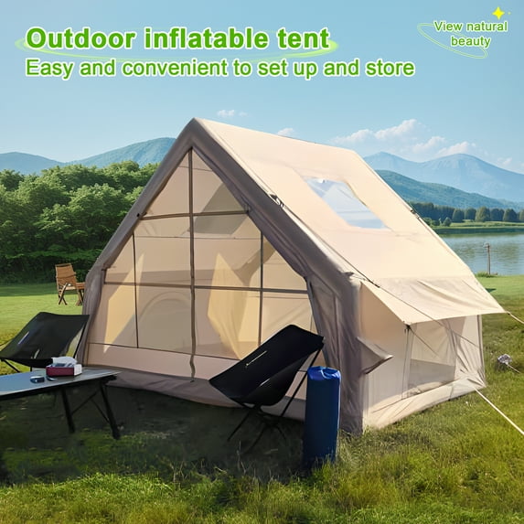 Inflatable Tent for Camping,1-6 Person Blow-up Air Tent,Easy Setup Waterproof Windproof Cabin Tent,4 Seasons Family Glamping Tent House