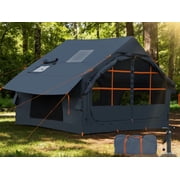 Inflatable Tents for Camping with Stove Jack,4-6 Person Easy Setup Blow Up Tents for 4 Seasons Waterproof Inflatable Camping Tent with Clear Skylight, Air House Glamping Tents for Adult