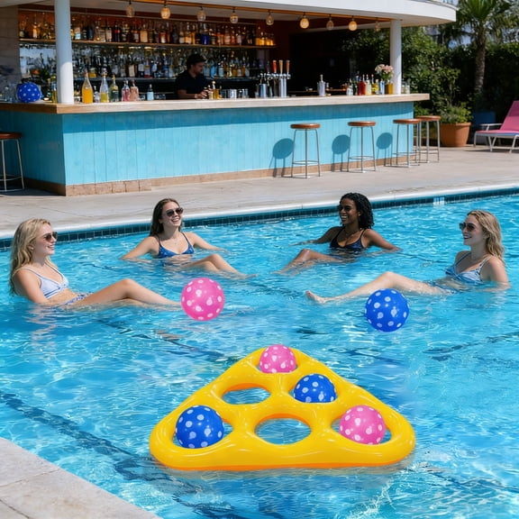 Inflatable Tic Tac Toe Set Triangular Floating Game Board Easy Inflate Waterproof Playset for Pool Parties Outdoor Water Activities and Group Interaction, Triangular Tic Tac Toe, Floating Game
