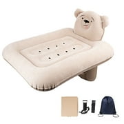 Inflatable Toddler Airplane Bed, Cartoon Bear PVC Car Air Mattress Back Seat Travel Bed