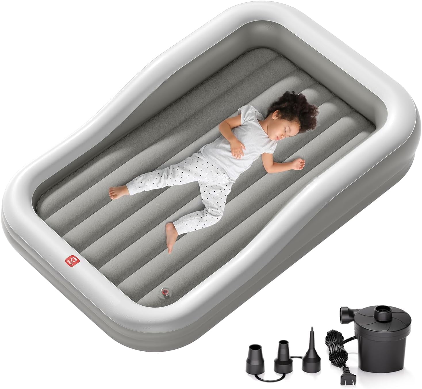 Inflatable Bet Inflatable Toddler Travel Bed with 3-Sided Safety Bumpers, Extra Large ...