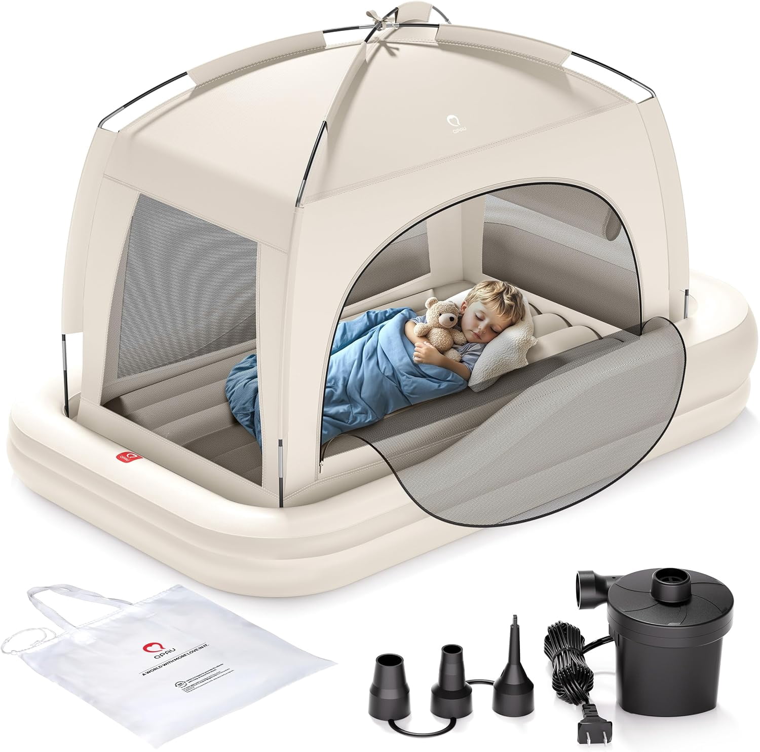 Inflatable Toddler Travel Bed with Tent, Baby Crib Tent, Portable Kids ...