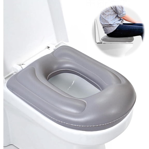 Inflatable Toilet Seat Cushion, Inflatable Toilet Assistance Cushion With Suction Cups, Height Adjustable Toilet Seat Pain Relief