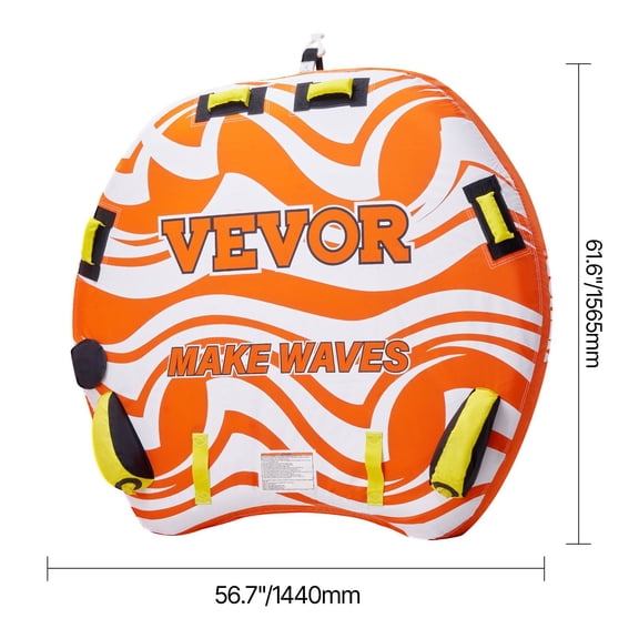 Inflatable Towable Tube for Boating, 1-2 Riders, 340lbs Capacity with Fins