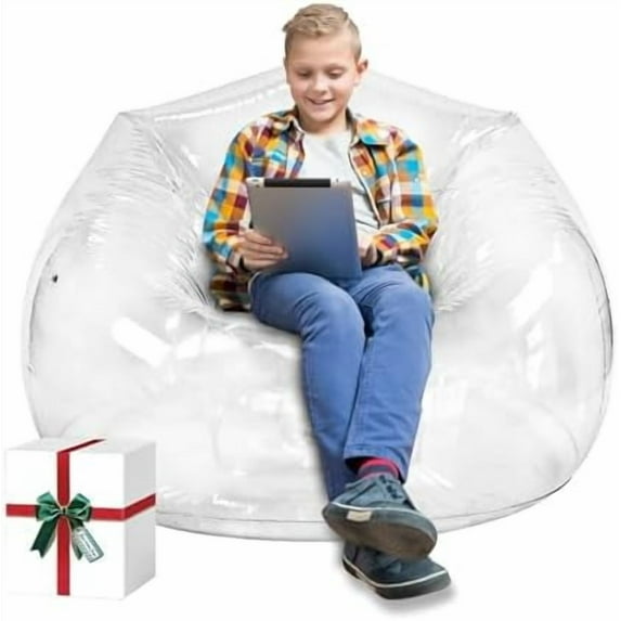 Inflatable Transparent Sofa Chair - Portable Lounge and Bean Bag for Camping, Movie Nights, Parties, Kids' Rooms, Game Rooms, and Living Rooms 28.7X39.4X37.4In