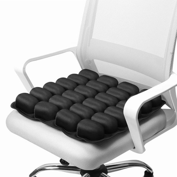 Inflatable Travel Cushion - Portable Air Seat Cushion for Long Flights, Train Rides, and Office Chairs, 24-Cell Pressure Relief, Waterproof, Easy to Inflate & Deflate Black