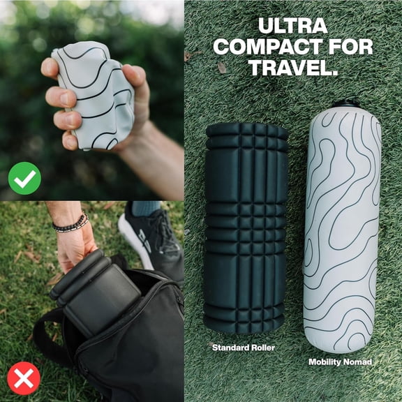 Inflatable Travel Foam Roller - Adjustable Firmness, Ultra-Portable for Physical Therapy and Deep Tissue Muscle Recovery (Topo Gray, 15")