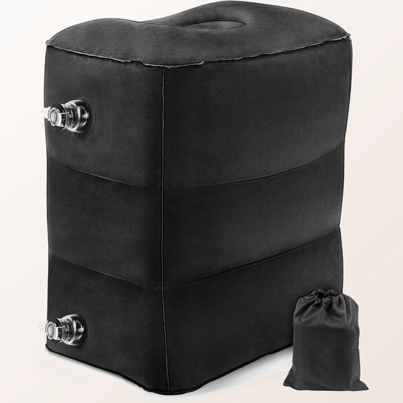 Inflatable Travel Foot Rest Pillow (2-Pack) Adjustable Height Leg Pillow Fast Inflating for Office, Airplane, Train, Cars, Home (Grey)