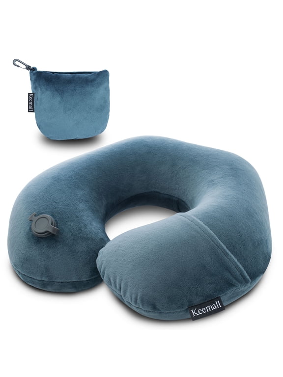 Inflatable Travel Neck Pillow for Airplane Train Car Washable Pillowcase U Shaped Office Napping Pillow