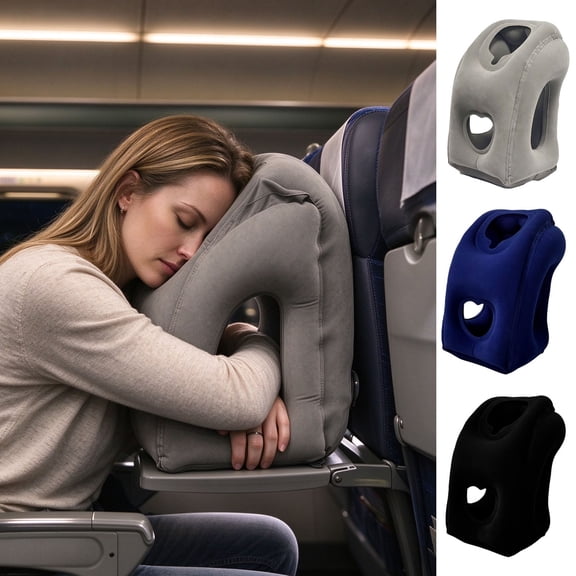Inflatable Travel Pillow, Neck Support pad, 19.69 x 13.78 x 11.81 inches, Portable air Cushion with Ventilation Holes