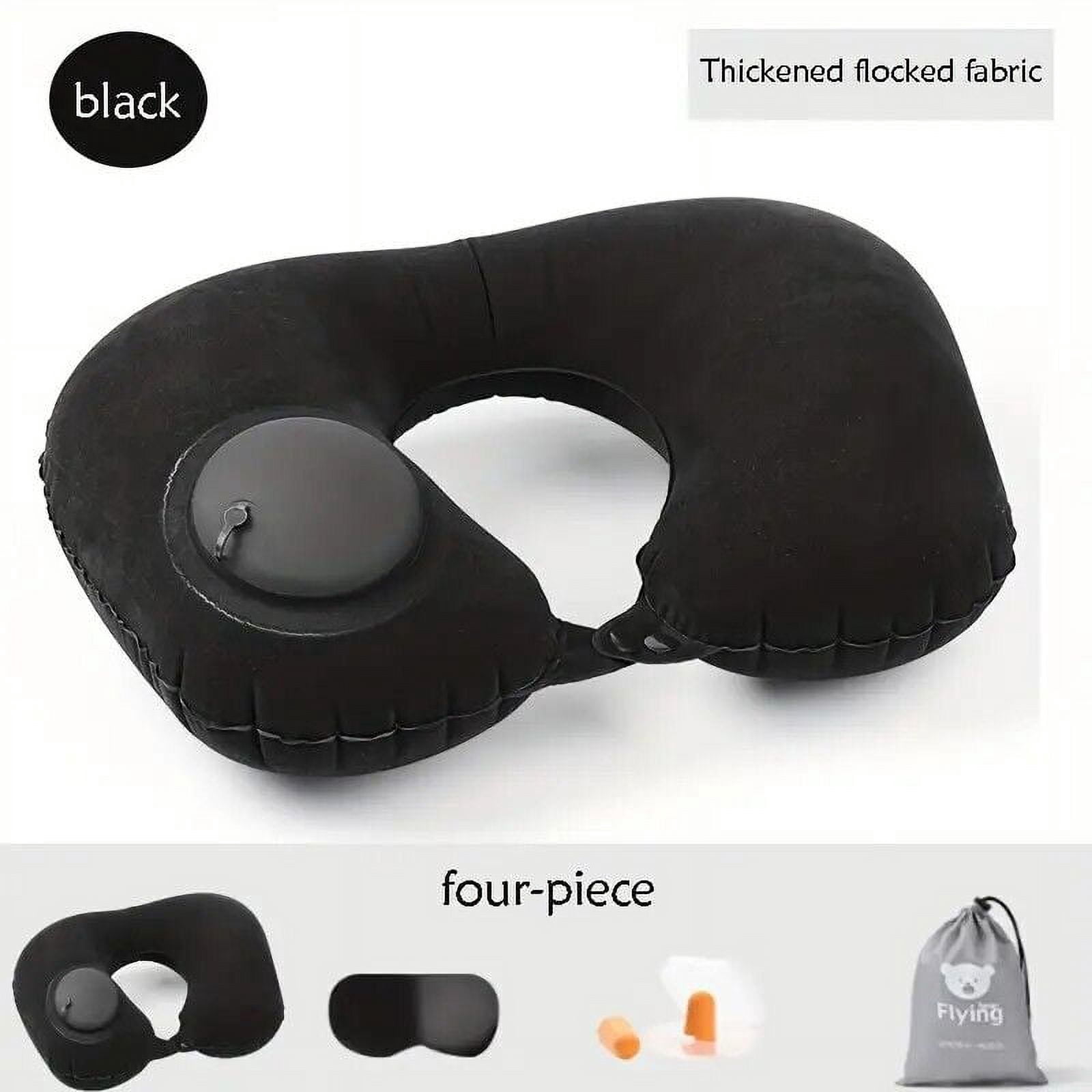 Inflatable Travel Pillow Set with Earplugs, Eye Cover, and Bag - Travel ...