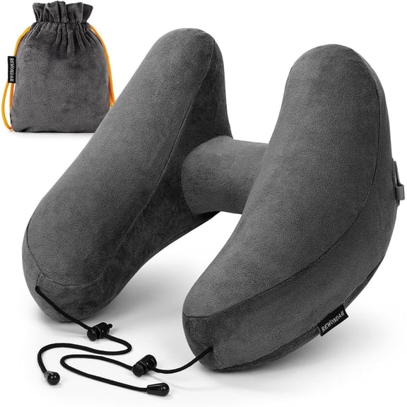 Inflatable Travel Pillow for Sleeping Airplane - Inflatable Neck Pillow for Traveling on Plane with Washable Cover, Blow up Neck Travel Pillow for Airplanes, Cars - Portable and Comfortable