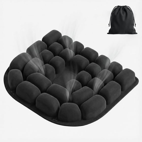 Inflatable Travel Seat Cushion for Airplane - Portable Air Pad with Built-in Pump Long Flights & Car Rides Ergonomic Tailbone Pain Relief Office Chair, Wheelchair, Stadium