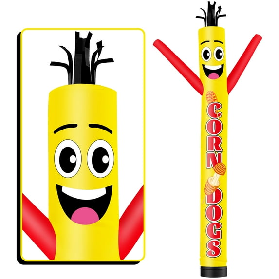 Inflatable Tube Man Corn Dogs Wacky Wavy Dancing Guy  for Outdoor Decoration Advertising Business Promotion - Food Theme (Blower Not Included)
