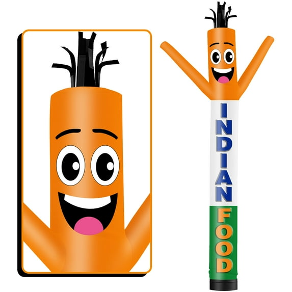 Inflatable Tube Man Indian Food Wacky Wavy Dancing Guy for Outdoor Decoration Advertising Business Promotion (Blower Not Included)