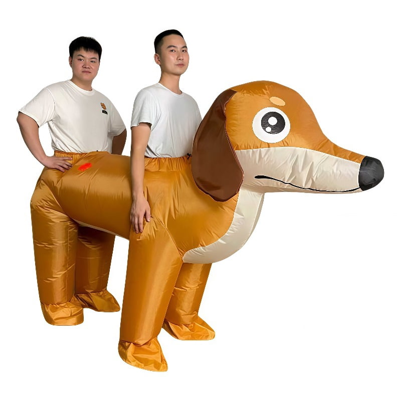Inflatable Two-Person Dachshund Costume - Funny Ride-On Dog Outfit For Parties & Events,Height 59"–74.8",Dog