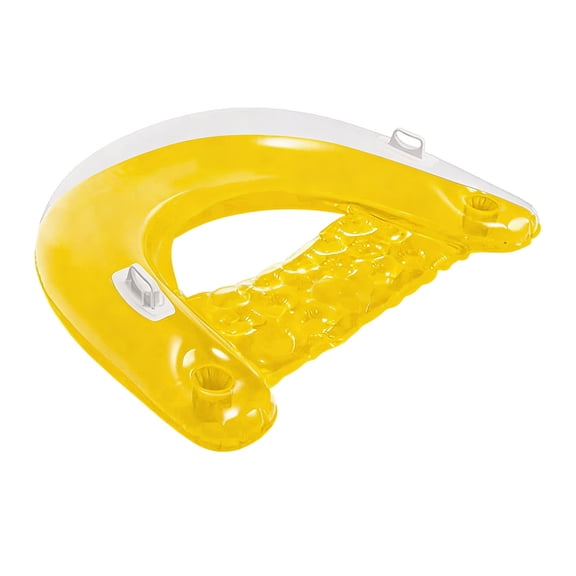 Inflatable U Shaped Pool Float with Cup Holders and Heavy Duty Handles Mesh Bottom Versatile Summer Water Float for Pool Beach Lake Leisure Swimming and Relaxation, 82cm×99cm, Yellow