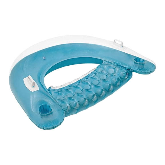 Inflatable U Shaped Pool Float with Cup Holders Heavy Duty Water Floating with Handles Mesh Bottom for Summer Pool Beach Lake