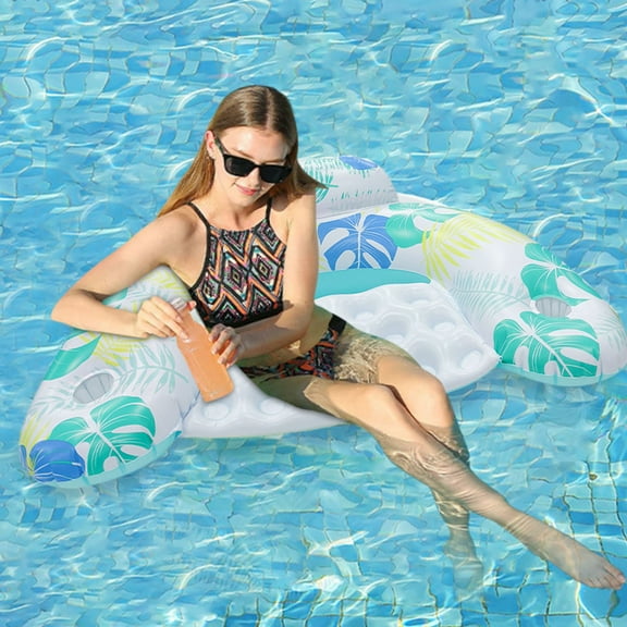 Inflatable Unibody Pool Lounger Float with Cup Holders and Handle, Ideal Pool Toys for Beach,Lakes, Rivers,Water Party Beach Vacation Essentials
