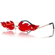 JOYIN Halloween Flame Glasses,Rimless Goth Costume Colorful Fire Shaped Sunglasses for Kids Women Men Posing Props Masquerade Costume Birthday Party Cosplay Supplies