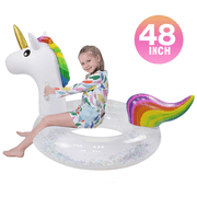 Inflatable Unicorn Pool Float Ride with Fast Valves Large Rideable Blow-up Summer Beach Swimming Pool Toys Kids Adults 48 inch