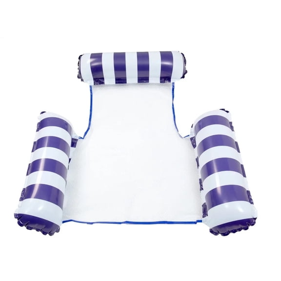 Inflatable Water Floating Mat for Adults, Foldable Backrest Recliner, Inflatable Striped Floating Bed, Single Hammock