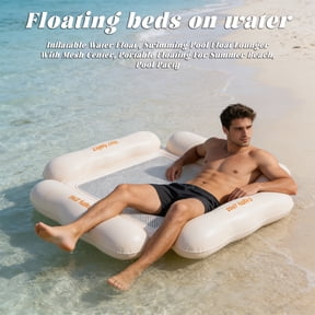 Inflatable Water Floating Mat with Mesh Center, Pool Float Lounger for Summer Beach & Pool Party, Portable Swimming Pool Float, Relaxation Pad