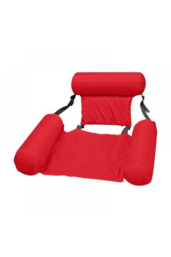 Inflatable Water Hammock Pool Float Floating Bed Lounge Chair Foldable Floating Row Chair Beach Swimming Pool Pool Seat for Indoor Outdoor, Red