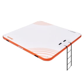 Inflatable Water Mat, 7x7 Foot Non-Slip Floating Platform with Ladder&Carry Bag, Portable Dock for Pool, Lake, Beach, and Ocean Use