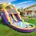 thumbnail image 1 of Inflatable Water Slide Commercial Grade: 21FT(L) Water Bounce House for Adults & Teenagers - Big Pool, Premium PVC, Rainbow Style, Wet & Dry, 950W Blower - for Backyard Outdoor Birthday Party, 1 of 9