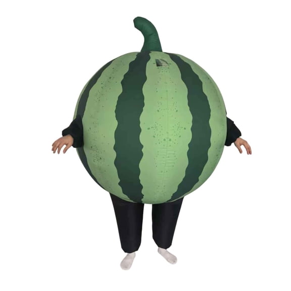 Inflatable Watermelon Costume Realistic Fruit Blow Up Suit Unisex Full Body Outfit for Halloween Summer Pool Party Farm Carnival Cosplay Fancy Dress