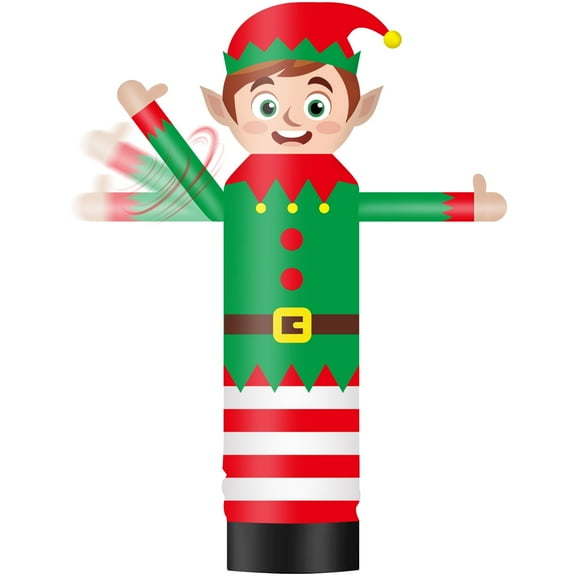 Inflatable Wavers Elf One-Arm Waving Tube Man Wacky Wavy Dancing Guy for Outdoor Decoration Advertising Business Promotion (Blower Not Included) - Christmas Theme