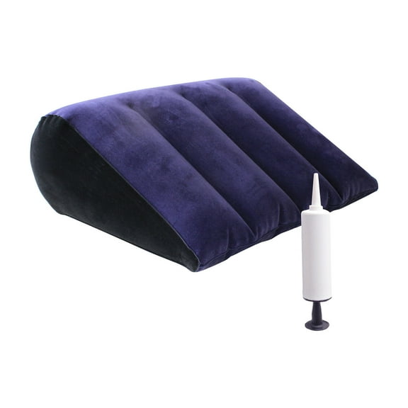 Inflatable Wedge Pillow with Pump for Comfort and Support, Portable Travel Cushion for Home and Office Use, Navy Blue
