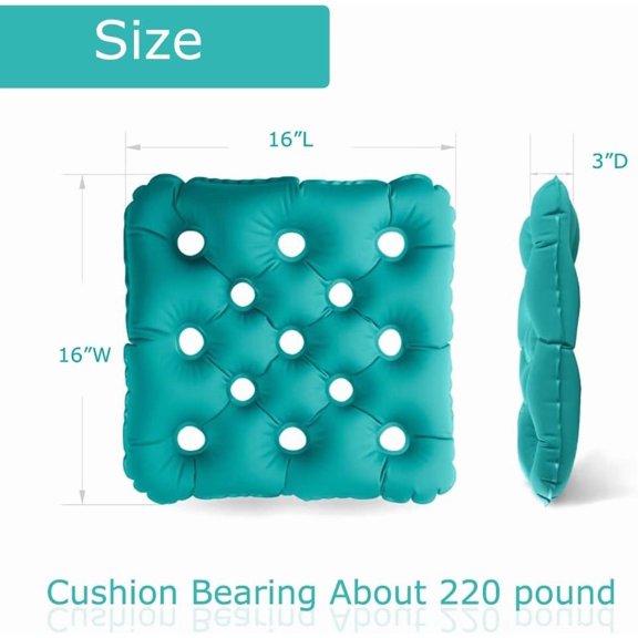 Inflatable Wheelchair Seat Cushion, TPU Anti-Bedsore Waffle Pad for Elderly Disabled, Pain Relief Seat Cushion with Air Pump, 16" x 16