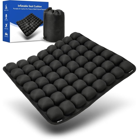 Inflatable Wheelchair n for Pressure Relief - Self-Inflating Seat Pad Mobility Scooter, Office Chair & Airplane Travel Portable Sciatica Tailbone Pain (No Pump Needed)