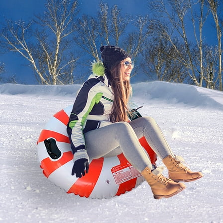 Inflatable Winter Snow Tube Sled for Kids & Adults, Heavy Duty Snow Sleds for Snowy Hills