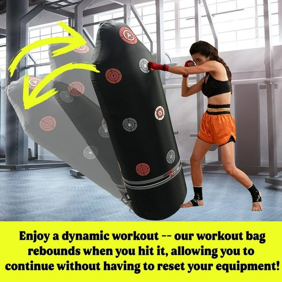 Inflatable Workout Kick & Punch Bag with Targets - 69" - Red and Black, Fill Base with Water - Martial Arts Training Tool - Exercise Equipment for Anywhere - Families, Adults, Chil