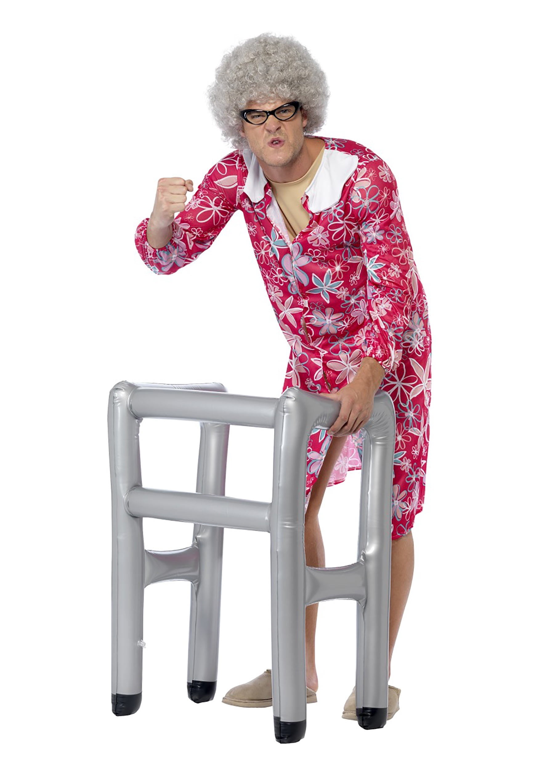 Inflatable Zimmer Frame Adult Silver Comedy Clown One Size Unisex Fancy Dress Party Book Week Halloween