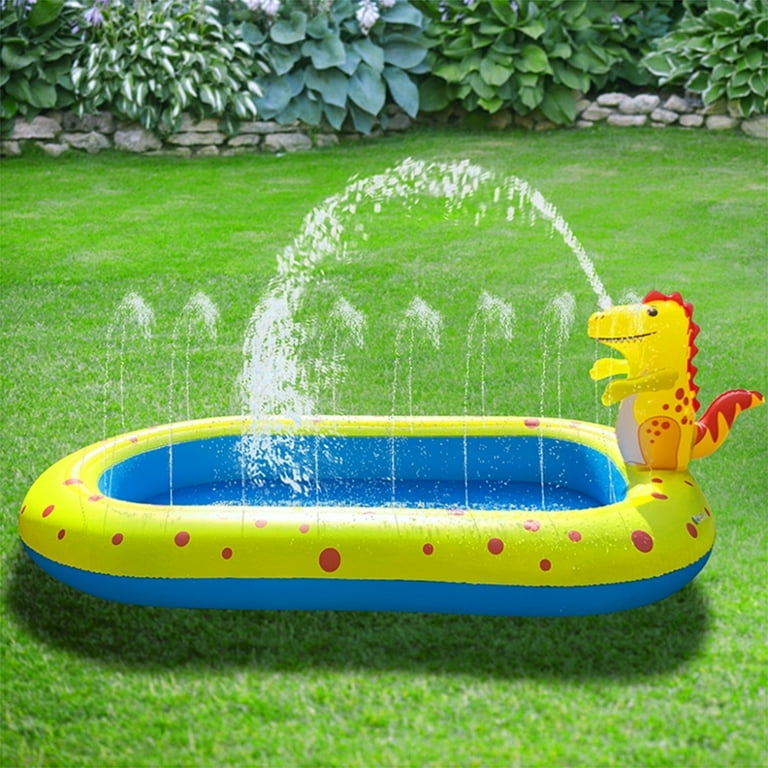 3-in-1 Inflatable Dino Sprinkler Kiddie Pool, Fun Water Toy for